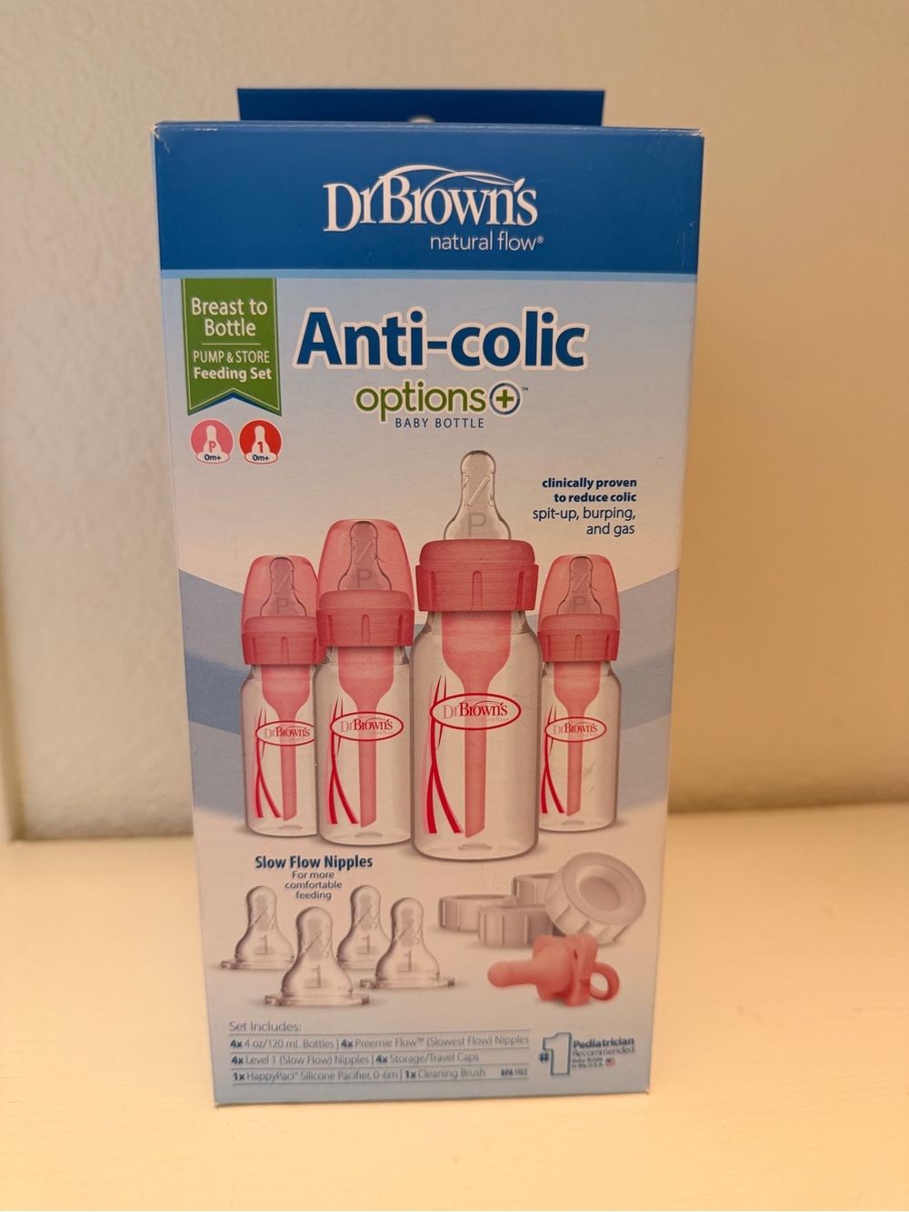 Dr. Brown's Anti-Colic Options+ Baby Bottle Set - Pink